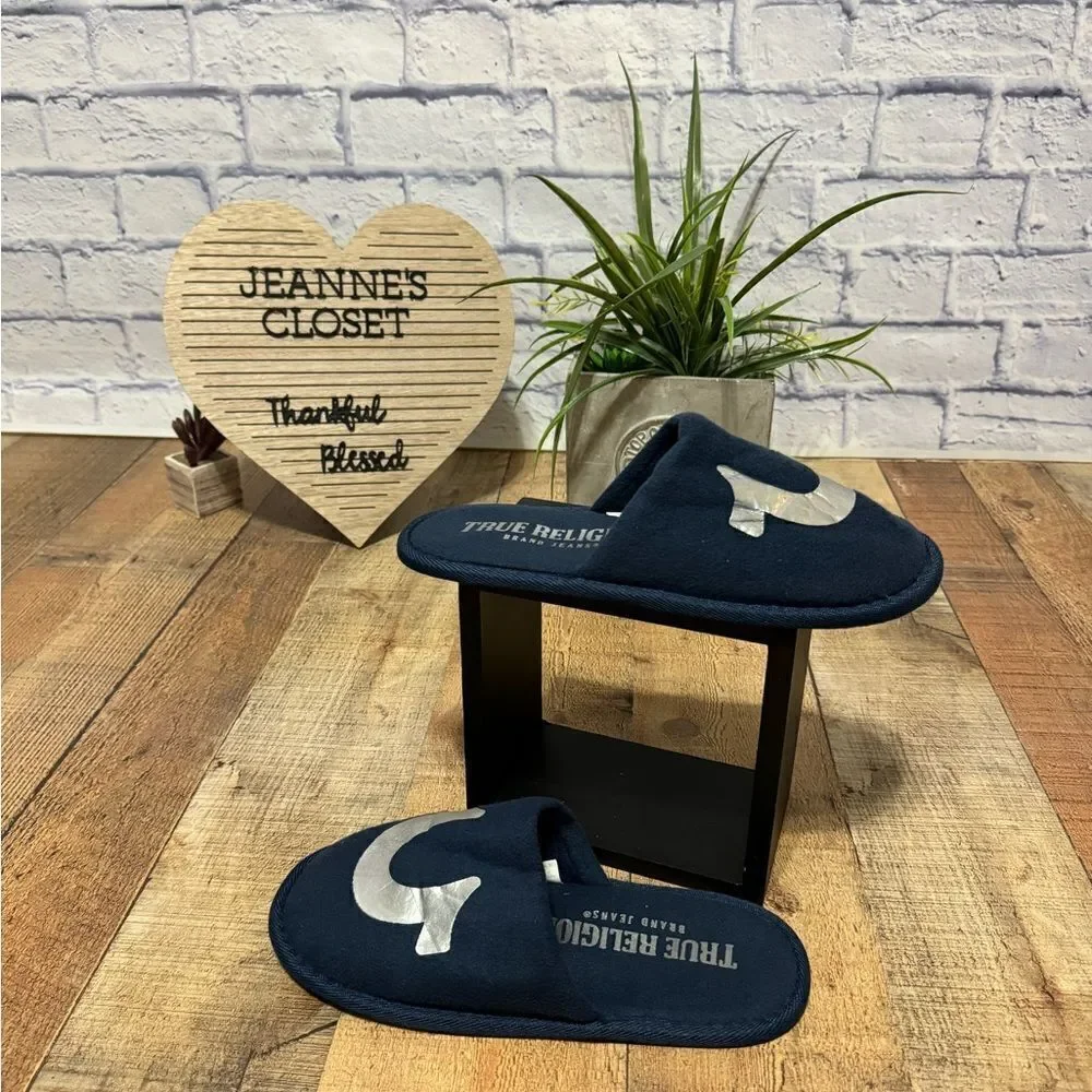 True religion navy blue slippers nwot